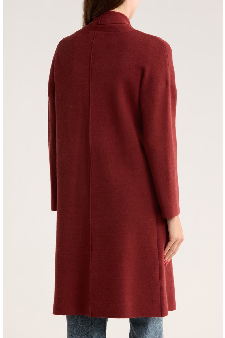 Andrea Open Front Long Cardigan, Alternate, color, MADDER BROWN