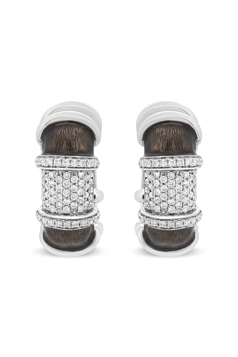 18K Gold Over Silver 5/8 Cttw Diamonds Huggie Hoop Earrings, Alternate, color, White
