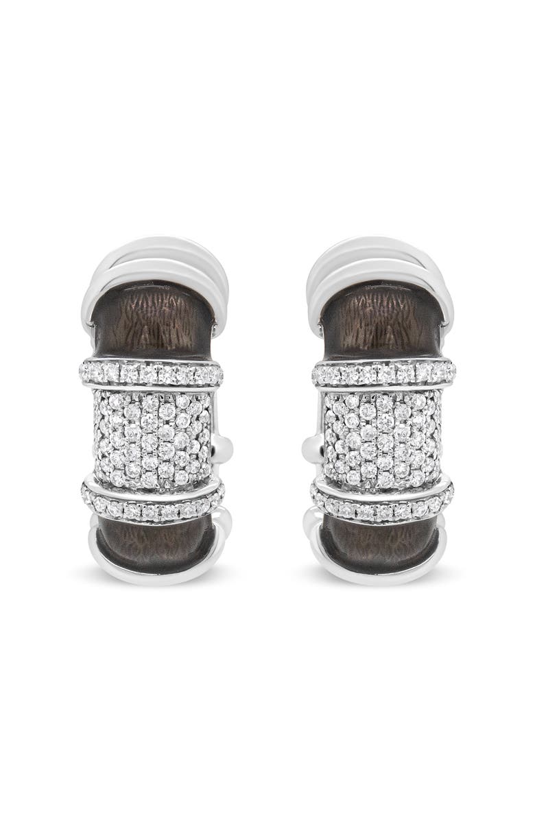 Haus of Brilliance 18K Gold Over Silver 5/8 Cttw Diamonds Huggie Hoop Earrings, Alternate, color, White