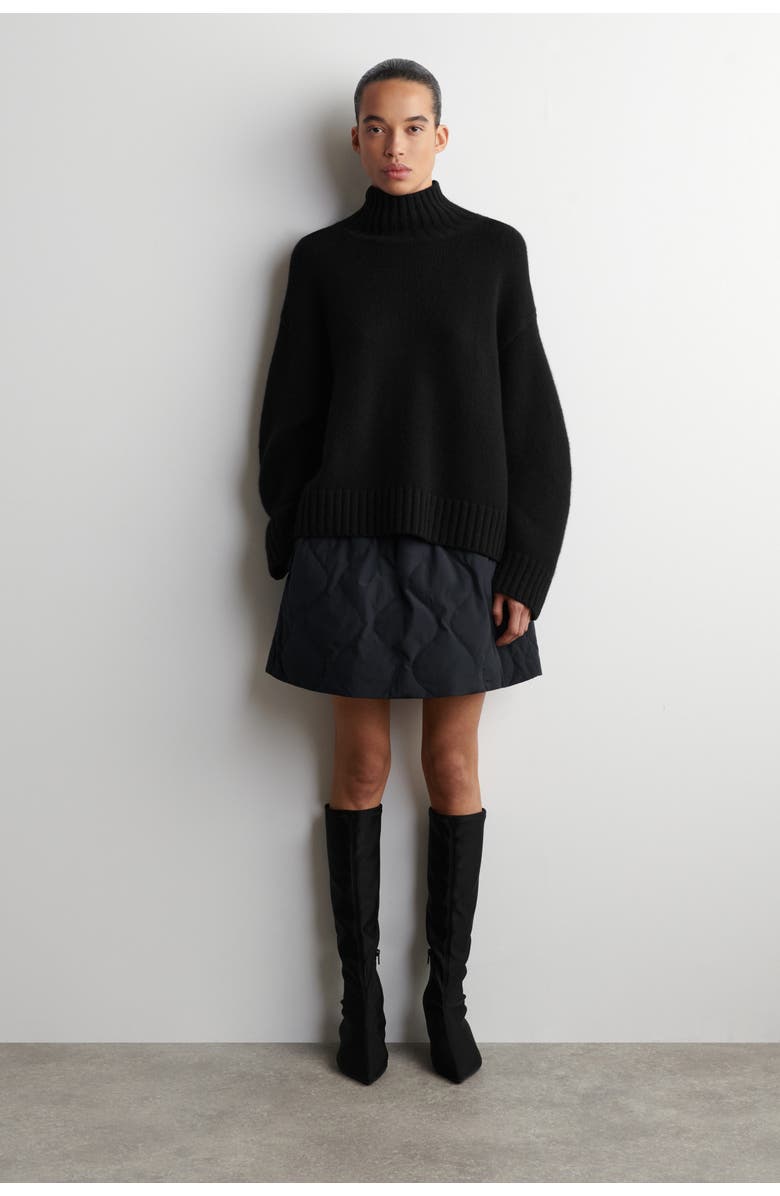 COS Quilted Down Mini Skirt, Main, color, Navy