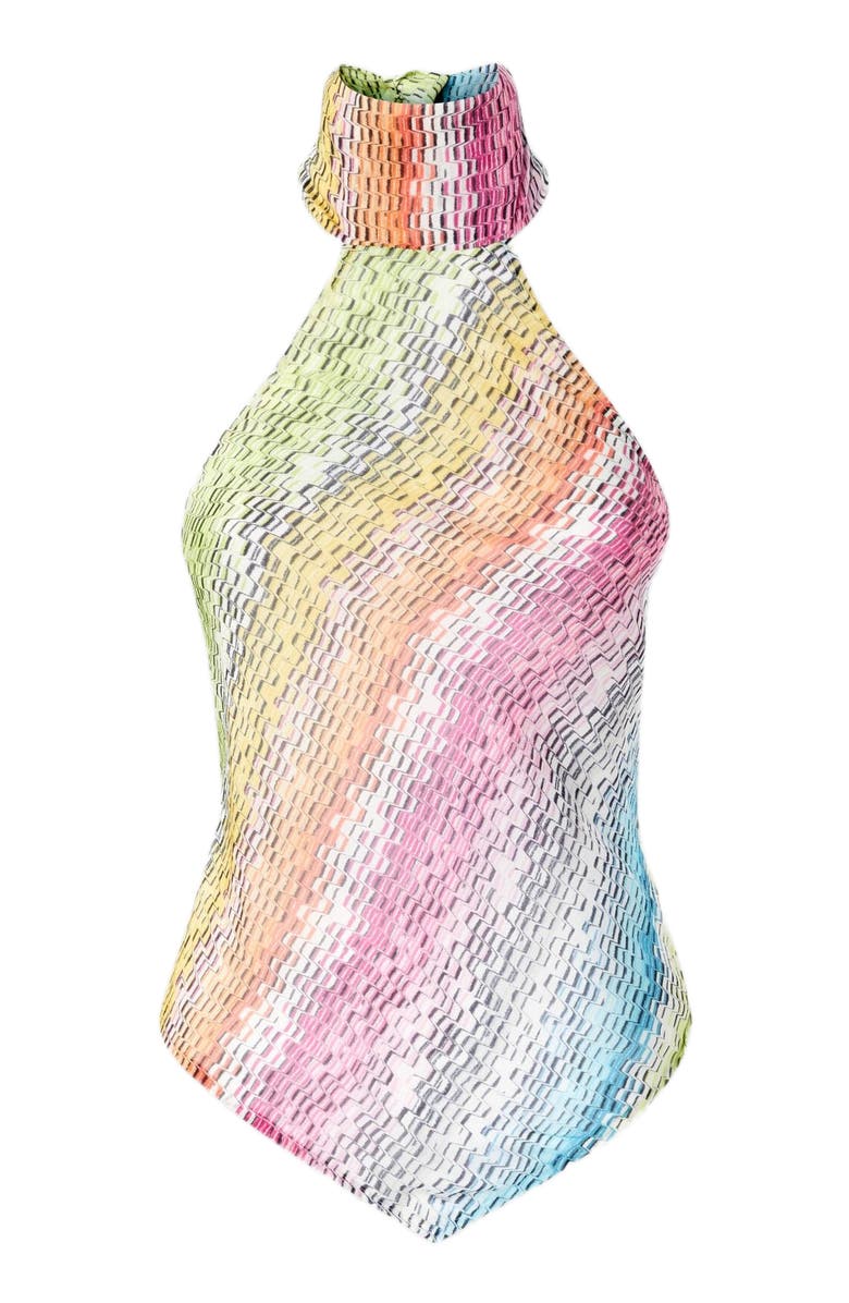 Missoni Sleeveless Turtleneck Top In Printed Cotton And Silk Blend, Alternate, color, Multicoloured 2