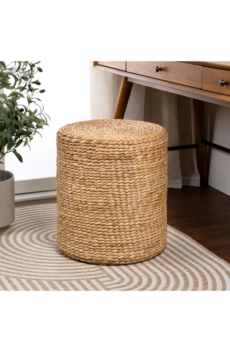 JONATHAN Y Zoey 18.5" Modern Coastal Hand-Woven Hyacinth Stool, Alternate, color, 