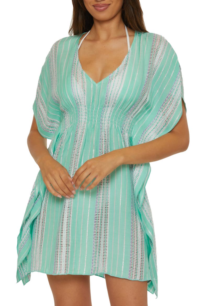Radiance Woven Cover-Up Tunic, Main, color, AQUA SEA/ BELLFLOWER