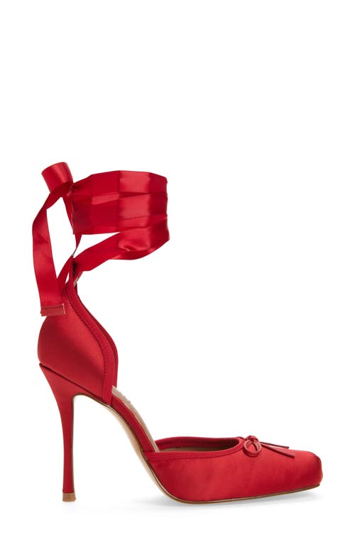 Steve Madden Larina Ankle Wrap Pump In Red