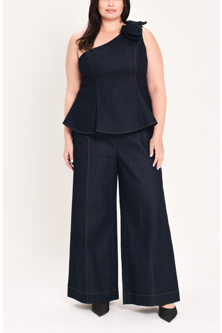 Belted High Waist Wide Leg Jeans, Alternate, color, DARK DENIM