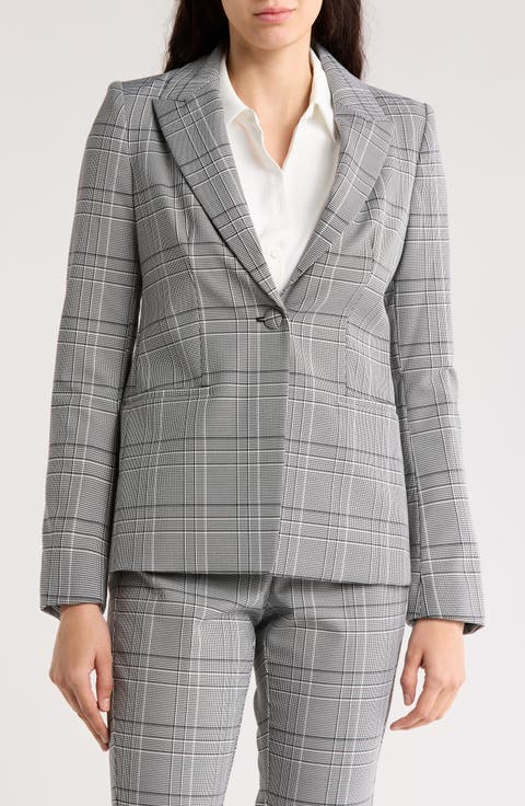 The Madelyn Plaid Peak Lapel Stretch Blazer