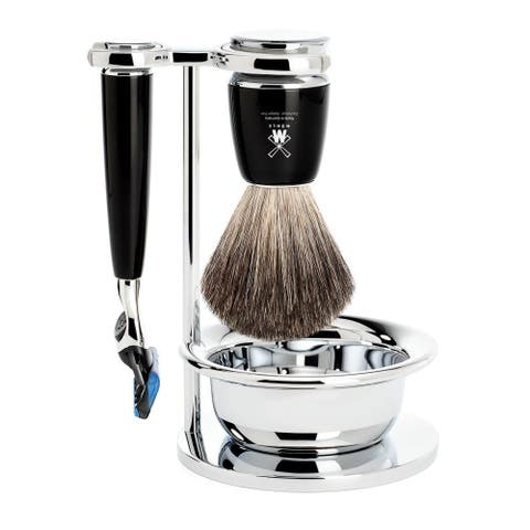 Rytmo Black 4-Piece Pure Badger & Fusion Shaving Set