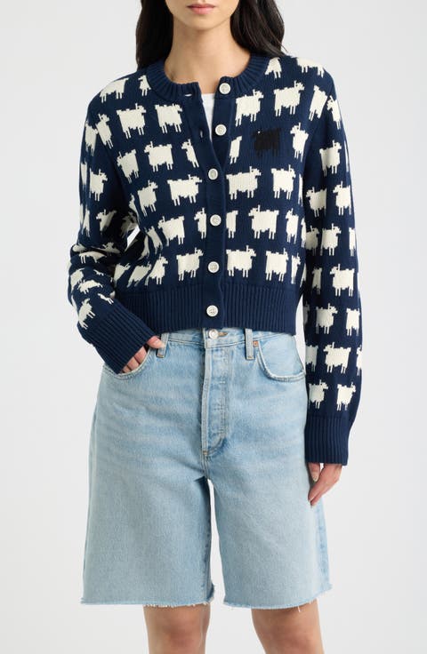 Cropped Sheep Cotton Cardigan