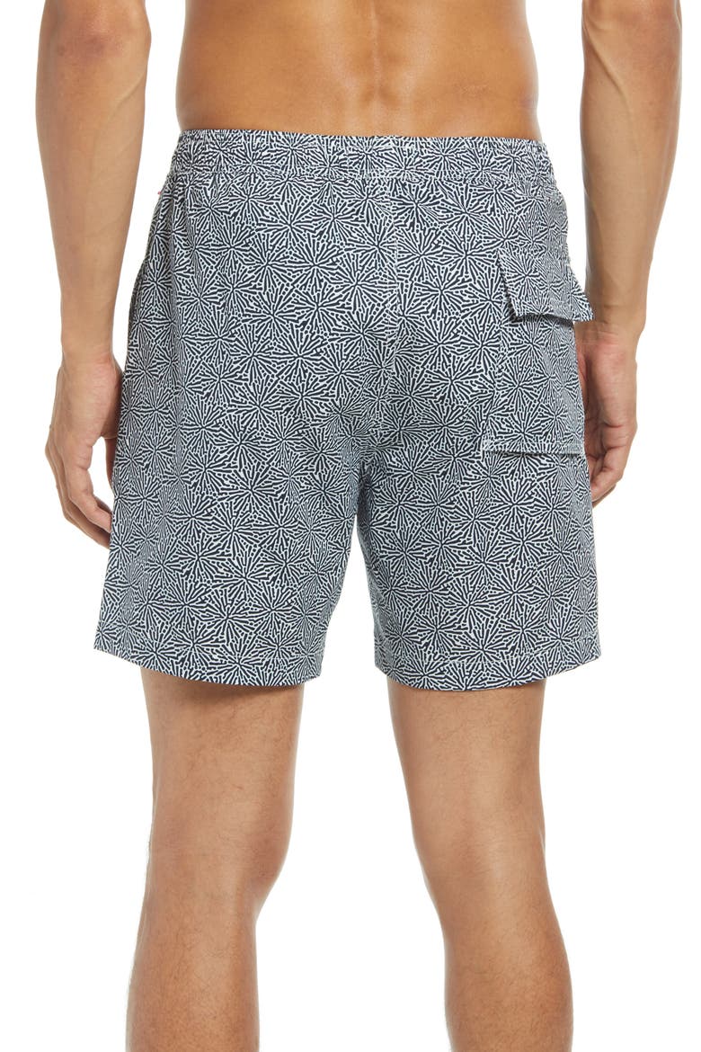 Coral Print Swim Trunks, Alternate, color, NAVY