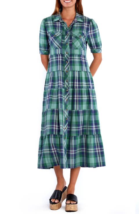 Lyla Plaid Tiered Shirtdress