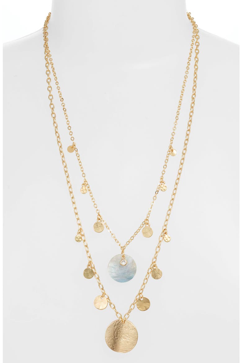 Set of 2 Disc Station Necklaces, Main, color, GOLD