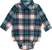 RuggedButts Baby Boys Long Sleeve Button Down Bodysuit