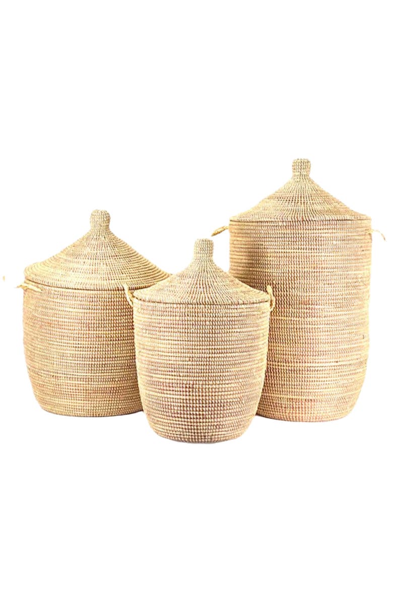 Mbare Dou Lid Storage Basket Monochrome, Alternate, color, Natural
