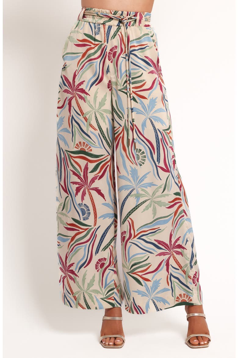 Illoura Palm Print Wide Leg Pants, Main, color, TAHITIAN TIDE