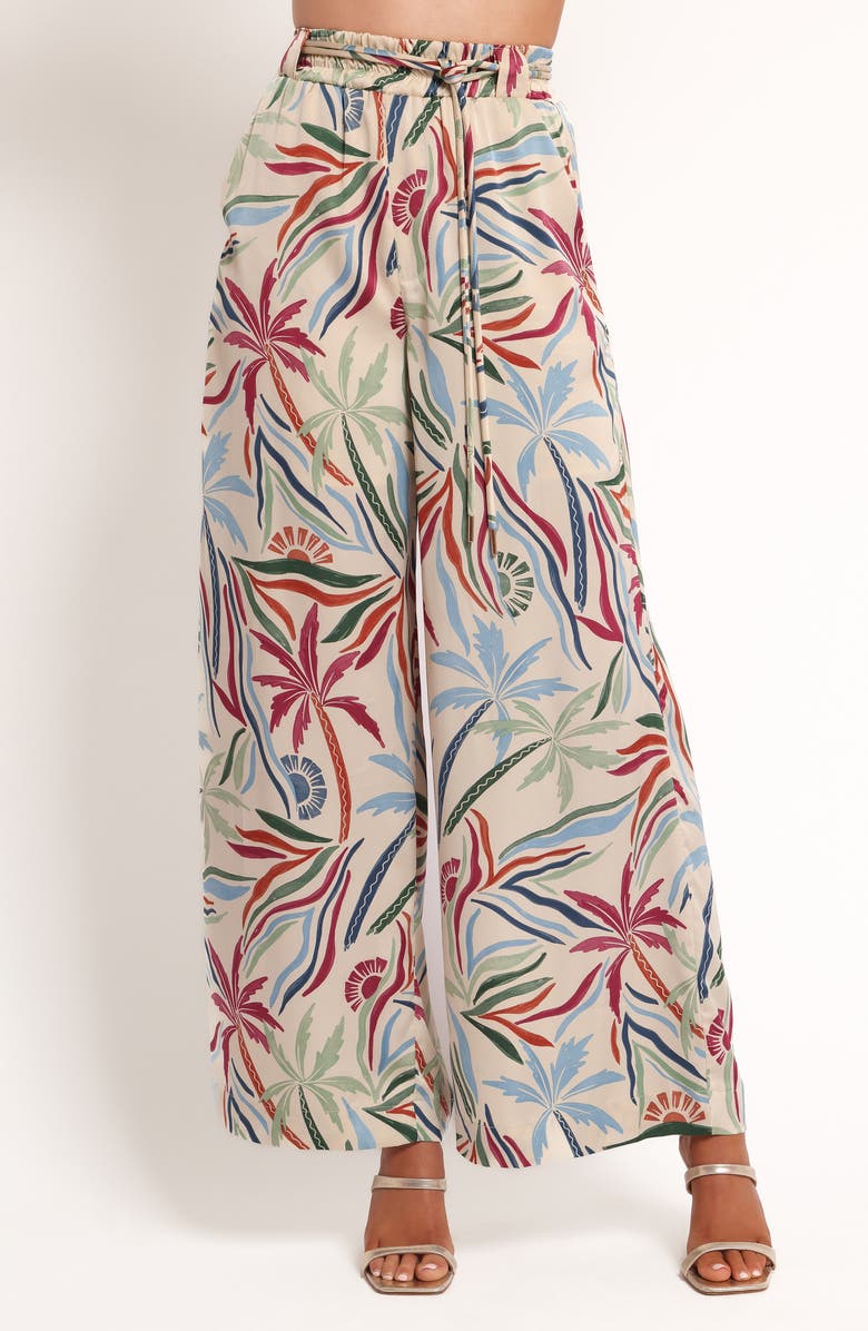 Petal & Pup Illoura Palm Print Wide Leg Pants, Main, color, Tahitian Tide