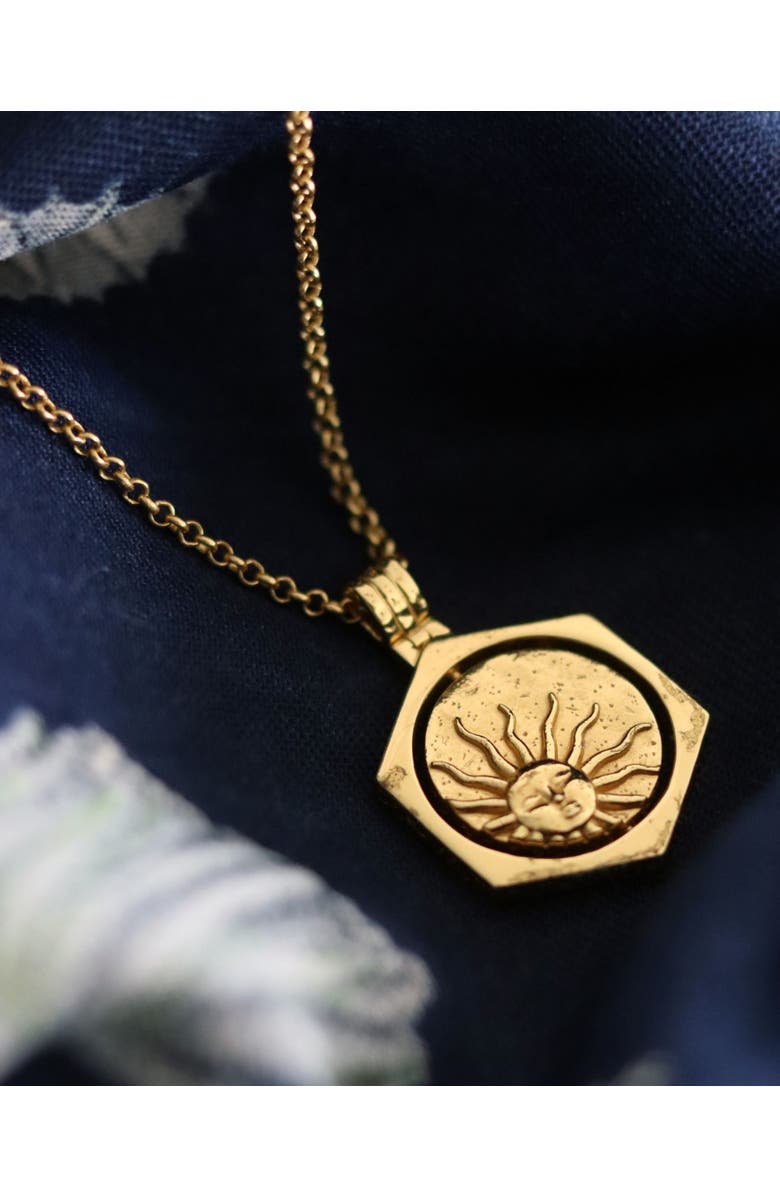 Ottoman Hands Lapis Moon Rotating Pendant Necklace, Alternate, color, Gold