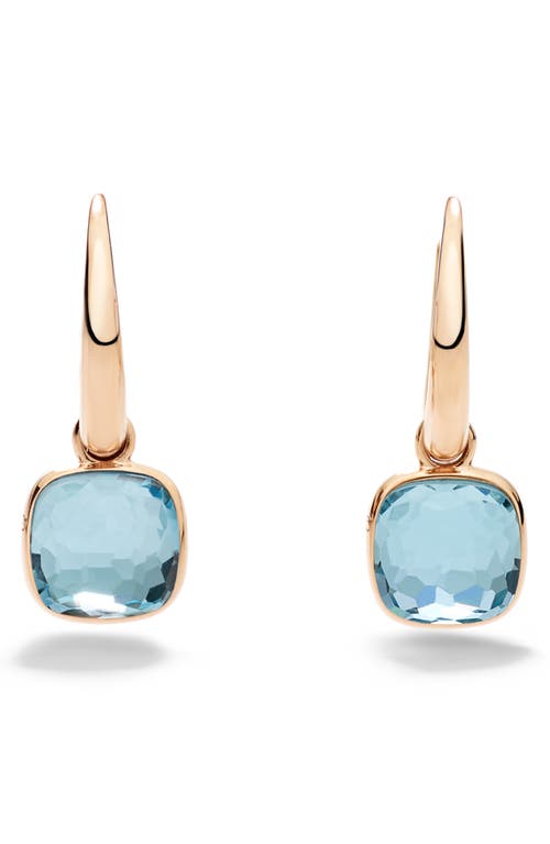 Pomellato Rose Gold And Blue Topaz Nudo Earrings