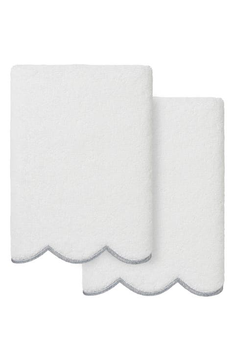 Adornia Scallop Set of 2 Hand Towels