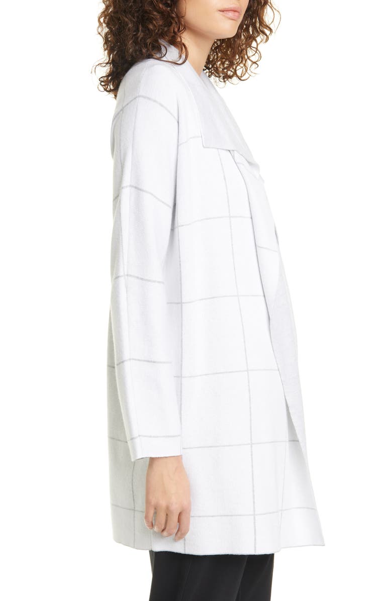 Eileen Fisher Windowpane Check Double Knit Cardigan, Alternate, color, 
