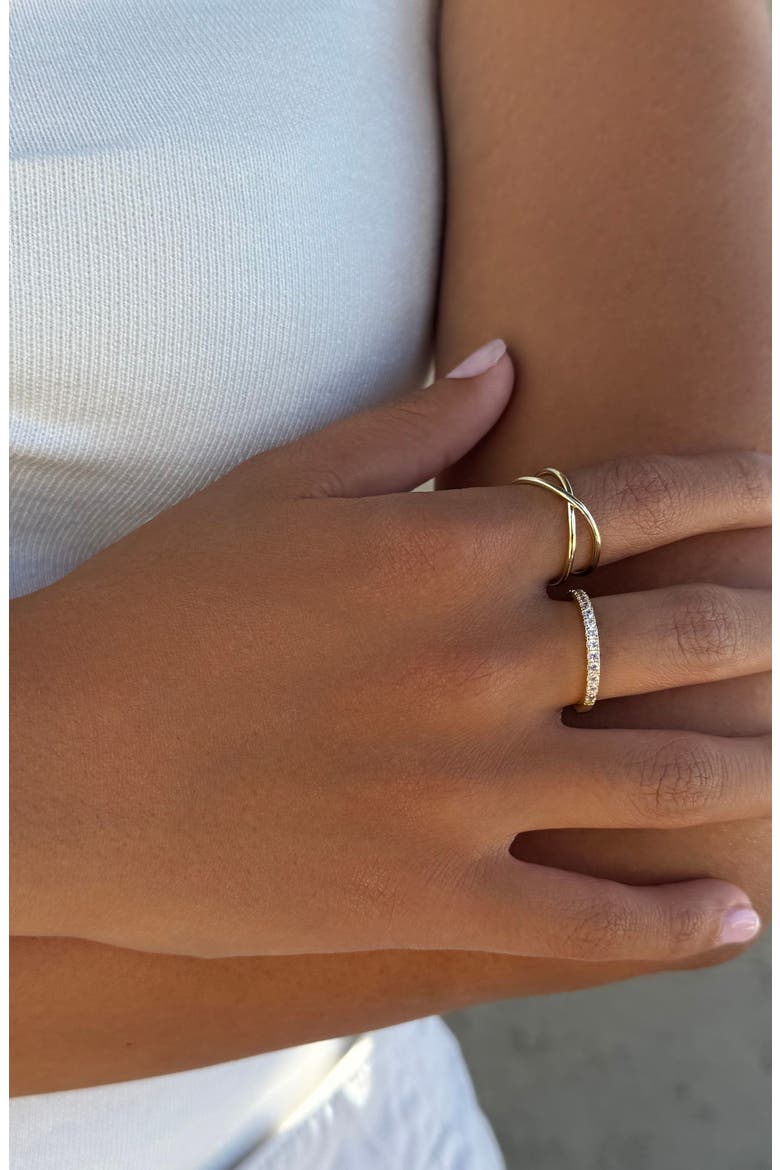 Set of 2 CZ Rings, Alternate, color, GOLD