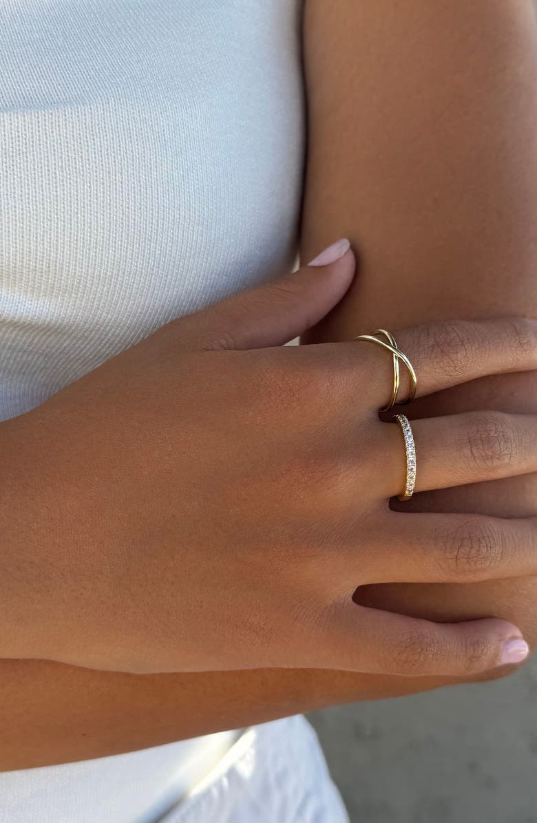 Adornia Set of 2 CZ Rings, Alternate, color, Gold