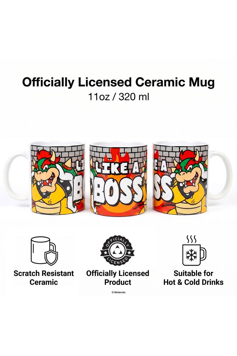 11 oz Super Mario Like a Boss Bowser Ceramic Mug, Alternate, color, White