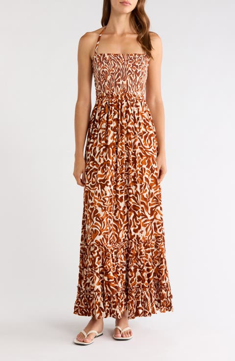 Strappy Smocked Maxi Dress