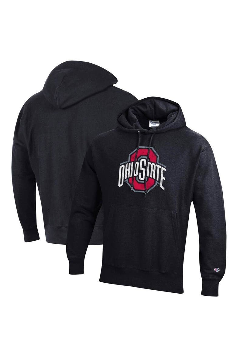 Men's Champion Black Ohio State Buckeyes Vault Logo Reverse Weave Pullover Hoodie, Main, color, Black