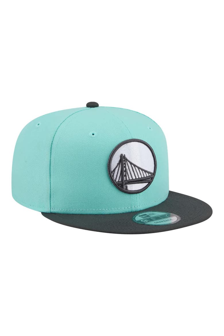 Men's New Era Turquoise/Charcoal Golden State Warriors Color Pack Two-Tone 9FIFTY Snapback Hat, Alternate, color, Turquoise