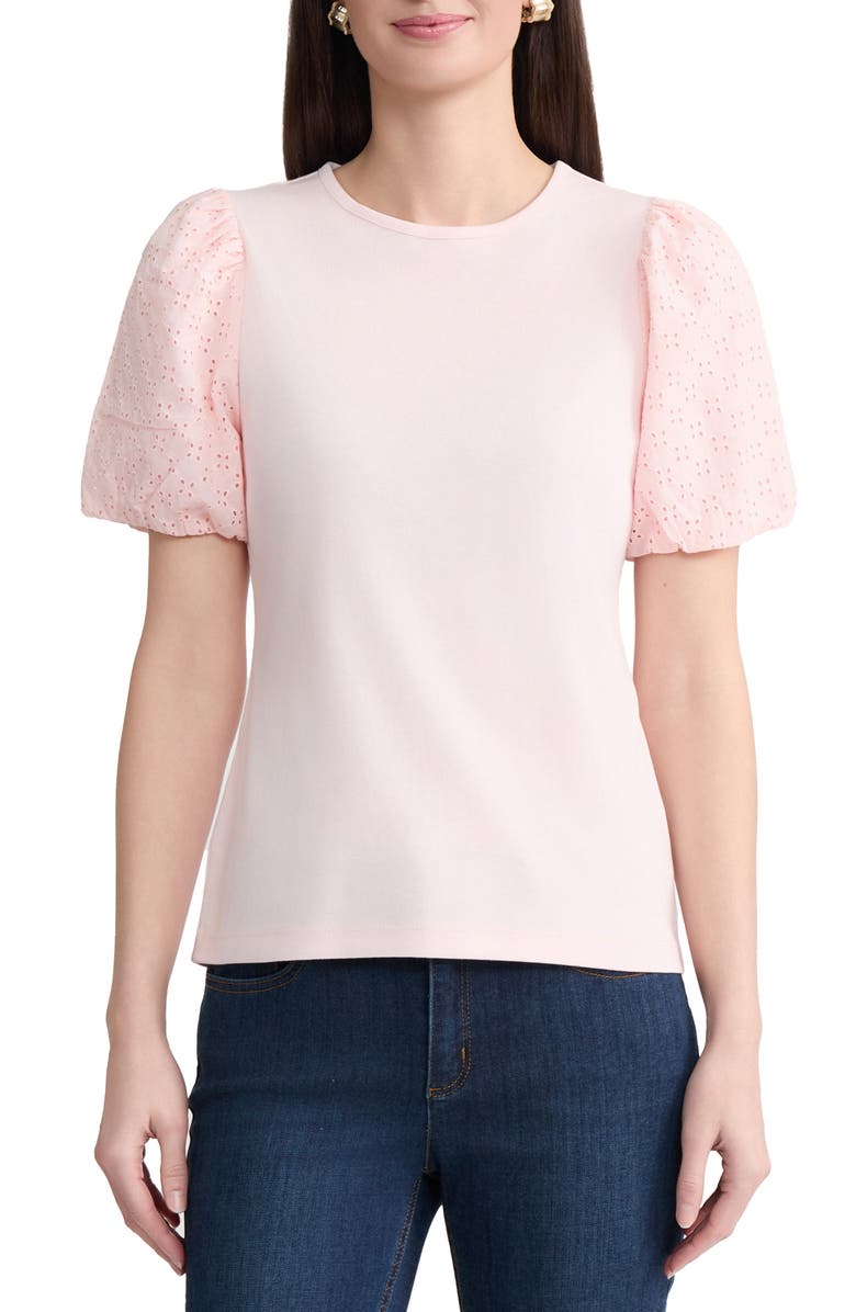 Jones New York Eyelet Sleeve Sweater, Main, color, 