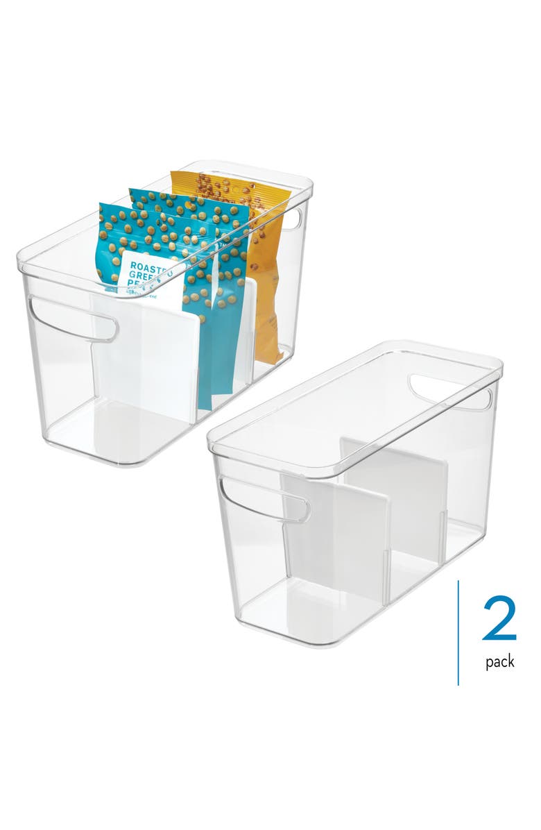 iDesign 3-Section Divided Pantry Organizer Bin - Set of 2 - Clear/White, Alternate, color, White