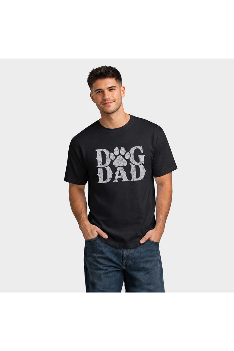 Dog Dad Paw Distressed Garment Dyed T-Shirt, Main, color, Black