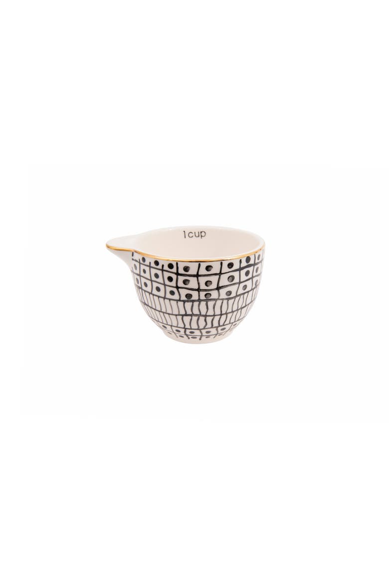 Stoneware Measuring Cups with Gold Electroplating, Black & White, Set of 4, Alternate, color, Black