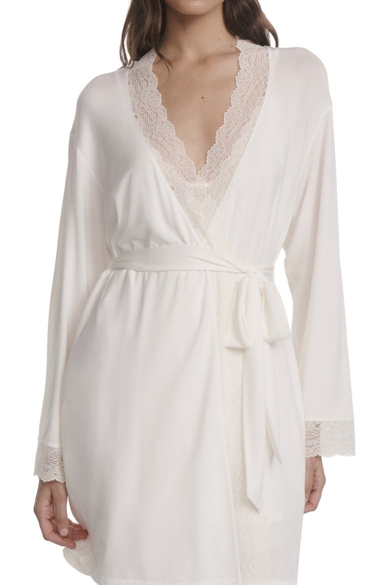 Lara Lace Trim Robe, Alternate, color, IVORY