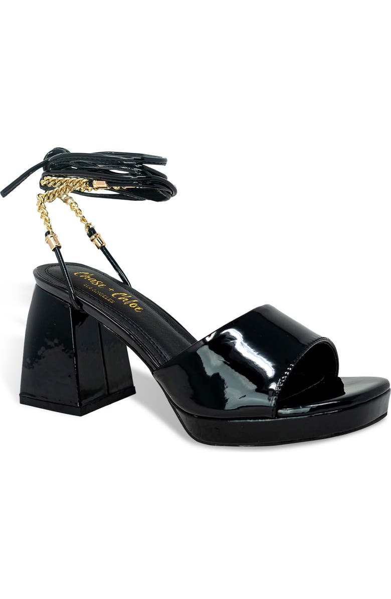 CHASE AND CHLOE Zendaya Chain Ankle Wrap Platform Sandal, Main, color,