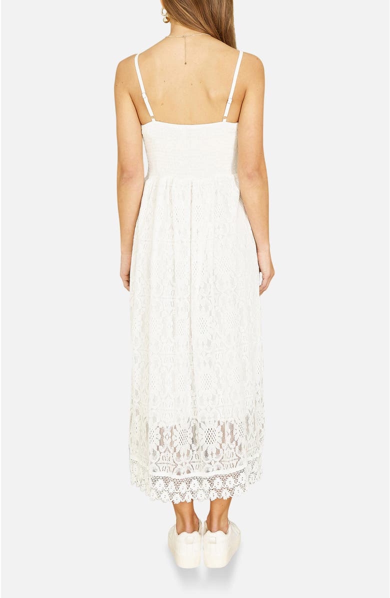 Yumi Lace Embroidered Tassel Tie Midi Dress, Alternate, color, White