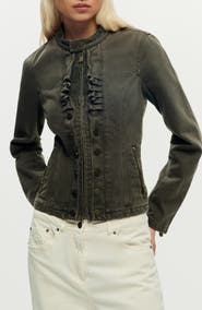 Desigual Ruffle Detail Denim Jacket
