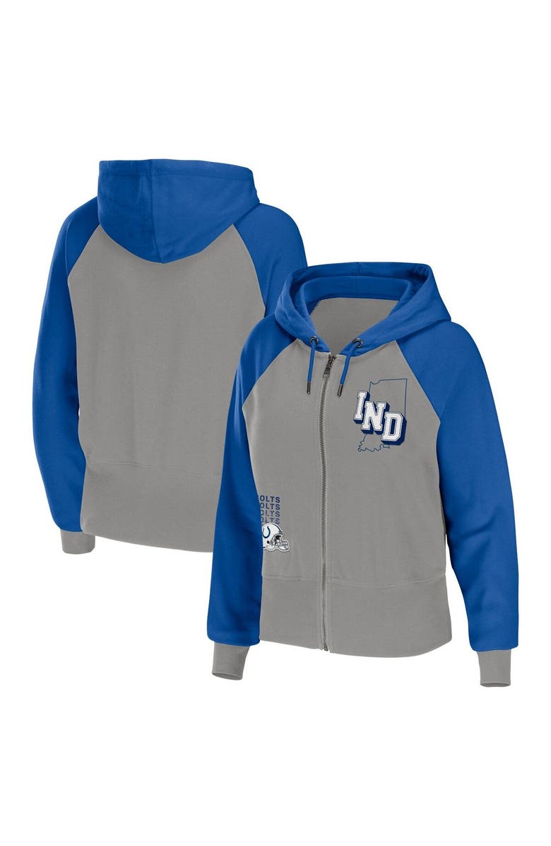 WEAR by Erin Andrews Women's WEAR by Erin Andrews Gray Indianapolis Colts Colorblock Lightweight Full-Zip Hoodie, Main, color,
