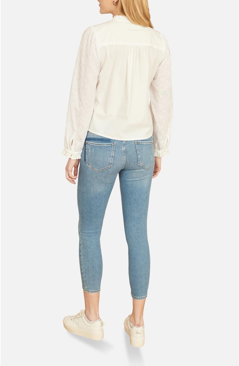 Yumi Pleated Cotton Bib Shirt, Alternate, color, White