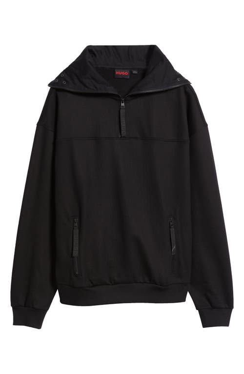 HUGO Dilack Half Zip Pullover in Black 