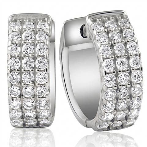 1/2 Ct Diamond  Hoops Women's Earrings Silver Lab Grown