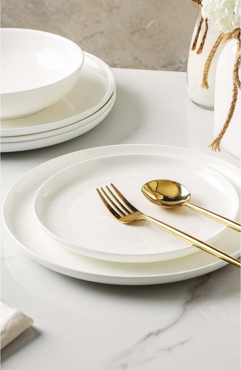 Stone Lain Gabrielle Bone China 12-Piece Dinnerware Set, Alternate, color, White