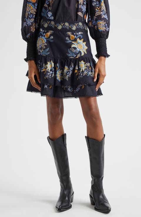 Stitched Garden High Waist Miniskirt