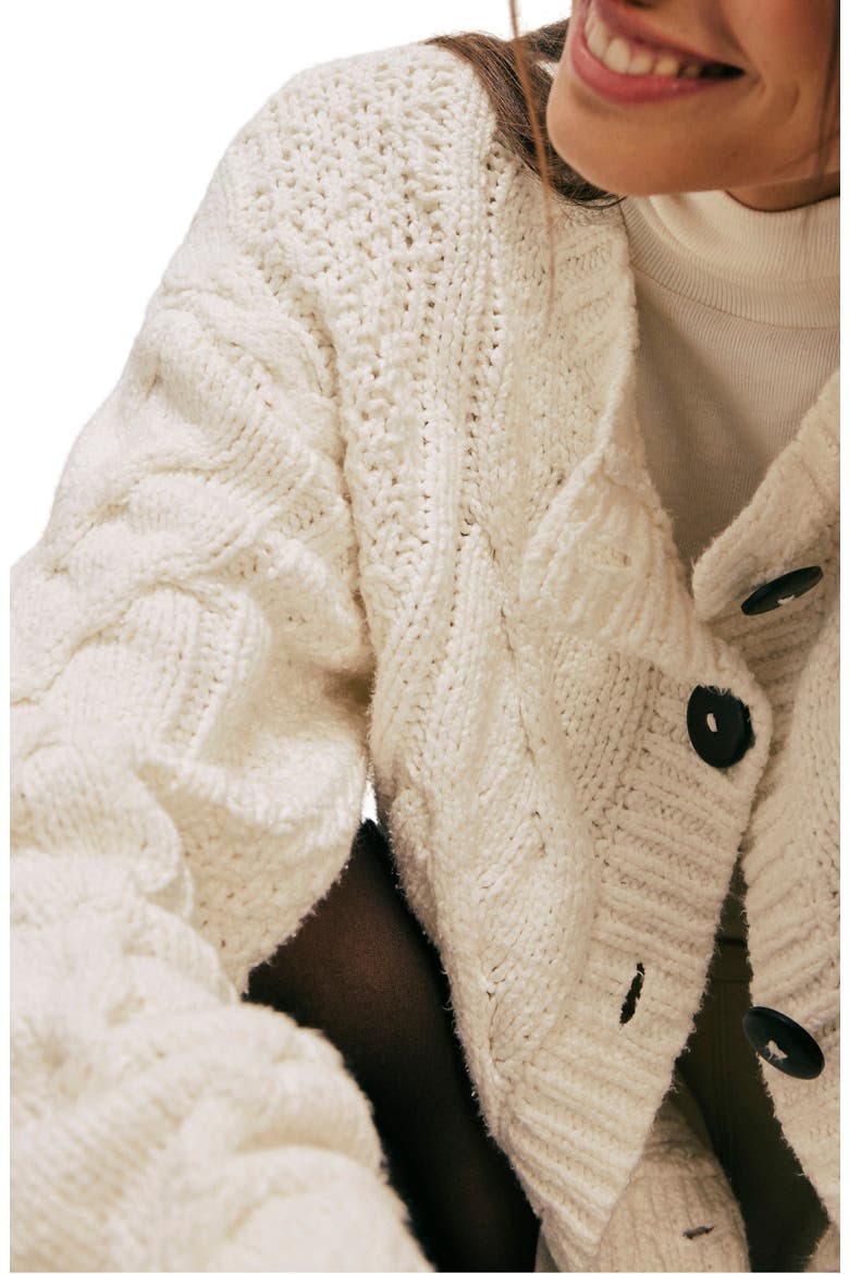 Bonfire Cable Knit Cardigan, Alternate, color, OPTIC WHITE
