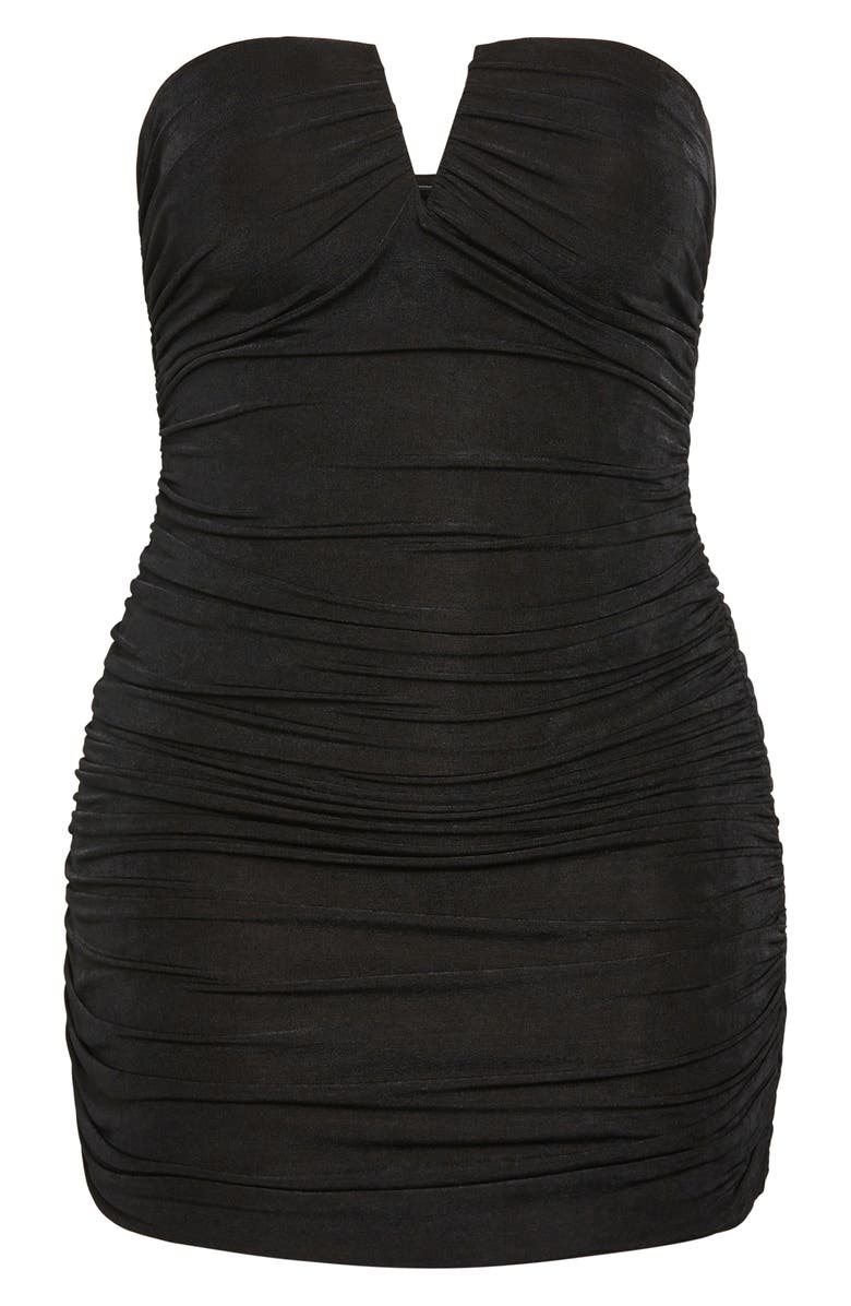 City Chic Kali Strapless Ruched Minidress, Alternate, color,