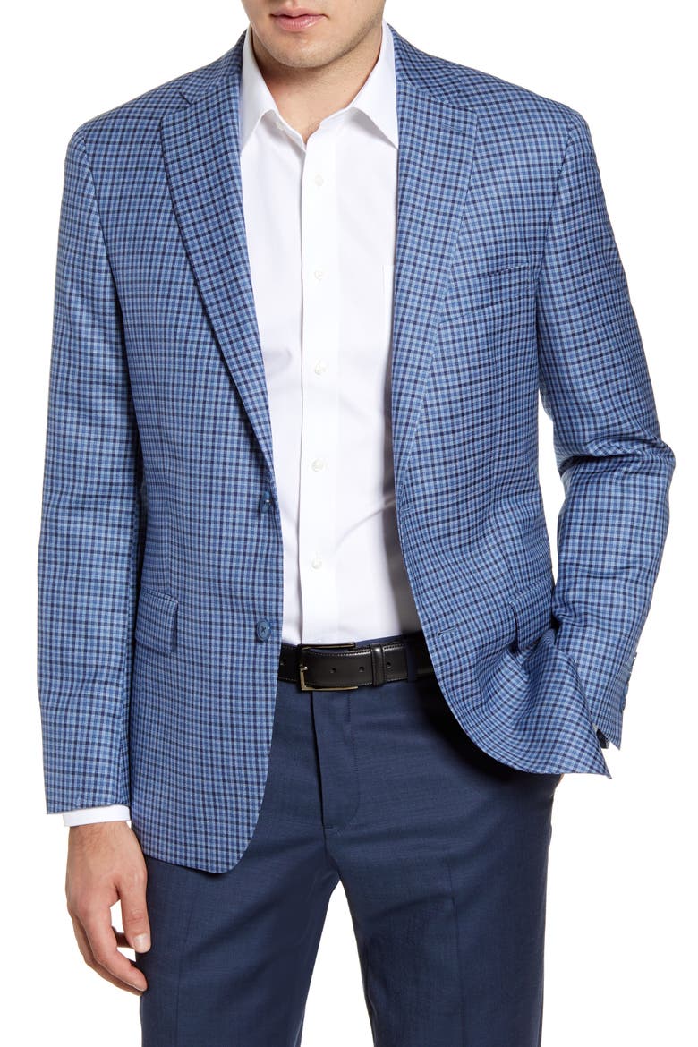 Classic Fit Check Wool Sport Coat, Main, color, NAVY/ BLUE