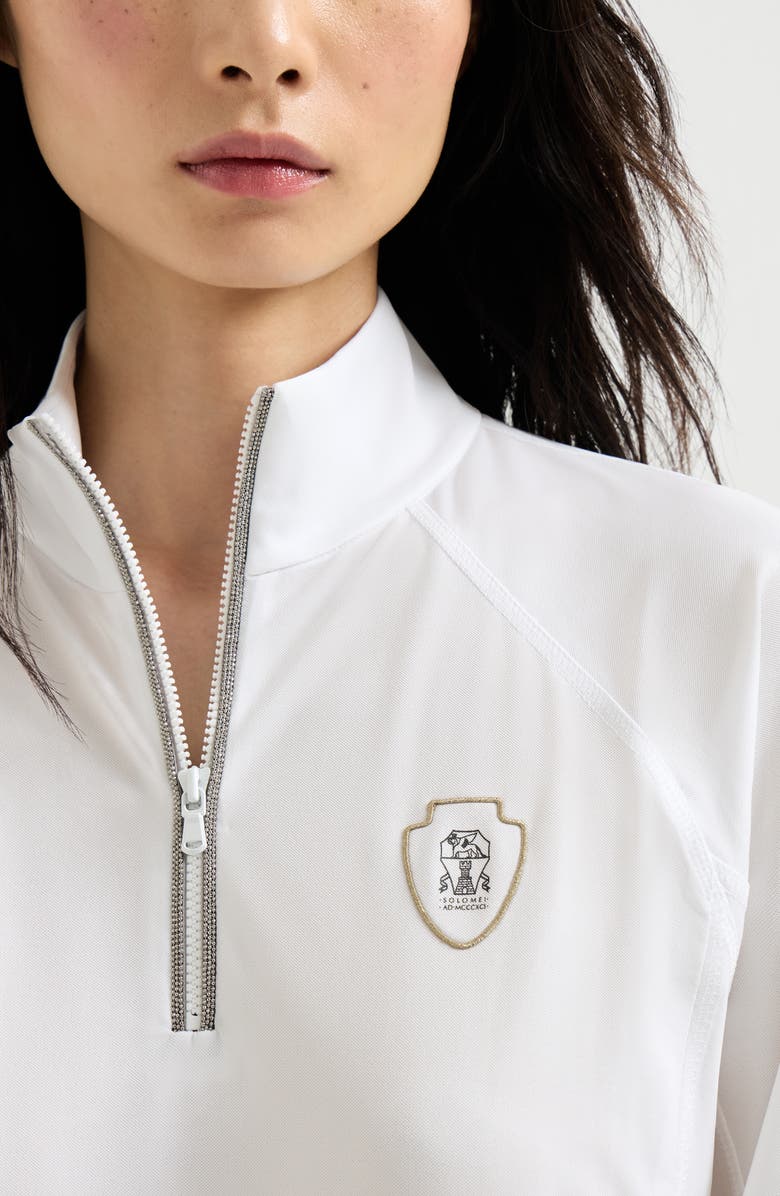 Brunello Cucinelli Pique Sweatshirt with logo, Alternate, color, White