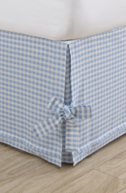 La Classics Ticking Stripe Blue 1-Piece King Bedskirt