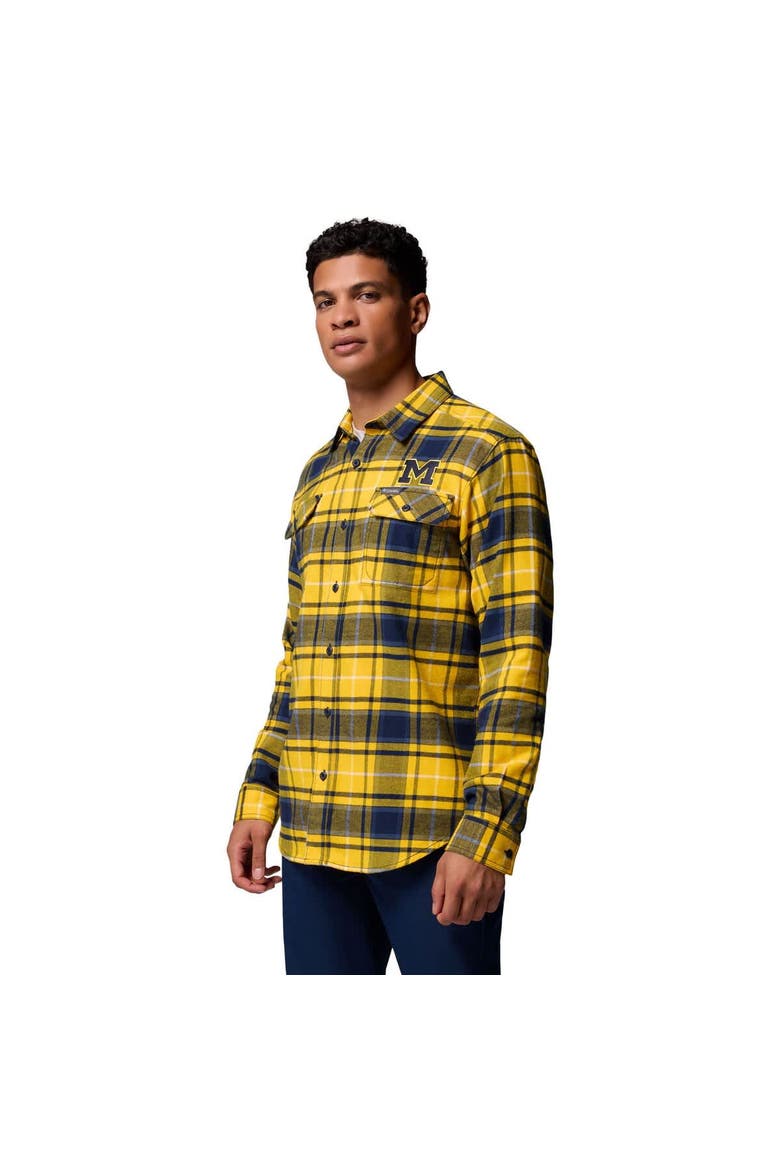 Men's Columbia  Maize Michigan Wolverines Flare Gun Omni-Wick Flannel Long Sleeve Button-Up Shirt, Alternate, color, Maize