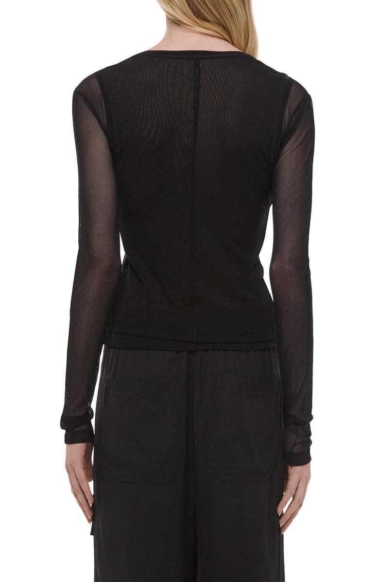Helmut Lang Layered Mesh Long Sleeve T-Shirt, Alternate, color, Black